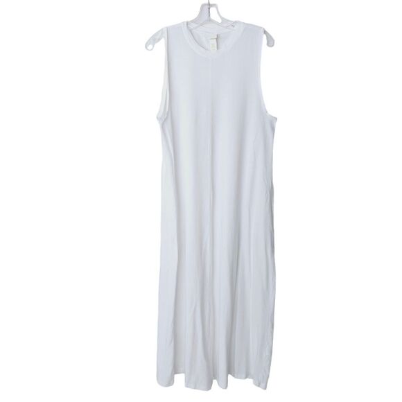H&M Modal-Blend Tank Dress Midi Sleeveless Crewneck White XS - Picture 2 of 6